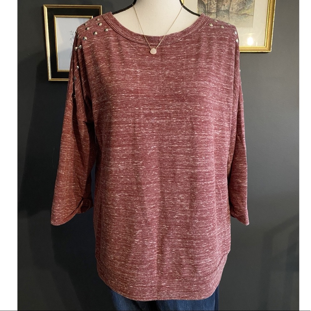 Honey Punch Maroon Jeweled Top